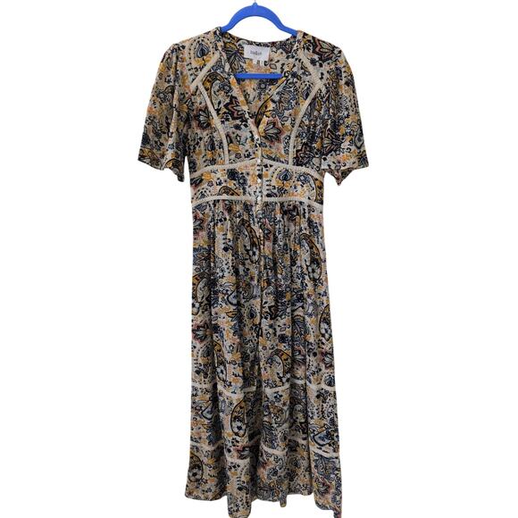 Ba&Sh Benja Paisley Print Maxi Dress Small - Picture 2 of 6